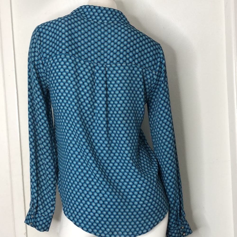 Y2K Forever 21‎ Wrap Style Medallion Print Draped Blouse Top Shirt Sz S - Picture 7 of 11